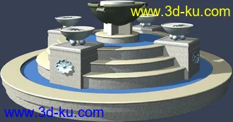 室外建筑模型----------水池喷泉的图片
