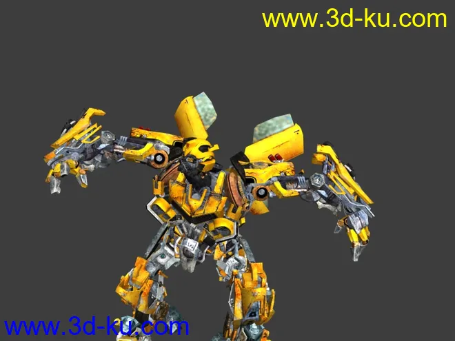 变形金刚大黄蜂高模+低模变形动画+骨骼和贴图模型的图片5