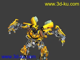 3D打印模型变形金刚大黄蜂高模+低模变形动画+骨骼和贴图的图片