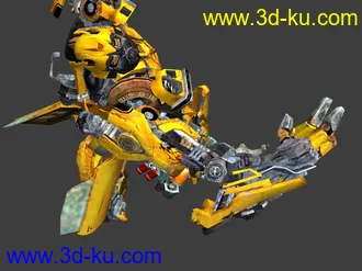 3D打印模型变形金刚大黄蜂高模+低模变形动画+骨骼和贴图的图片
