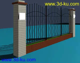 室外建筑模型---围墙的图片