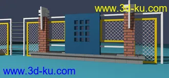 室外建筑模型---围墙的图片