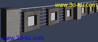 室外建筑模型---围墙的图片