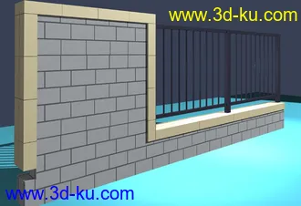 室外建筑模型---围墙的图片