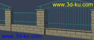 室外建筑模型---围墙的图片