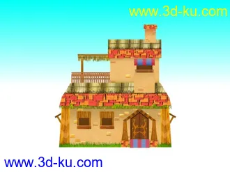 3D打印模型新手做了个卡通建筑，请各位大大多提点！的图片