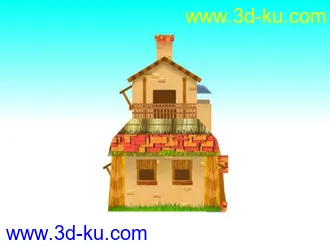 3D打印模型新手做了个卡通建筑，请各位大大多提点！的图片