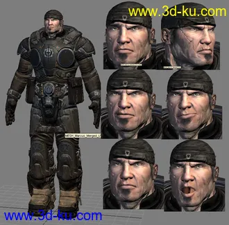 战争机器模型 带有骨骼和表情动画测试的图片