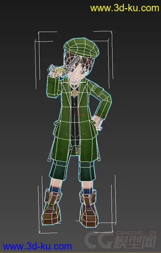 3D打印模型台灣Q版廖添丁，含骨架，動作max的图片