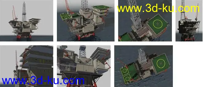 海上石油钻探平台38万面  3ds格式模型的图片1