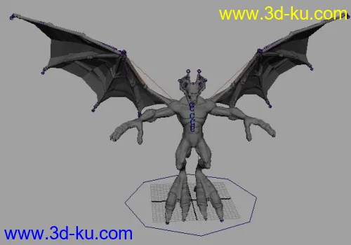 怪兽带翅膀的模型（绑定好的）的图片1