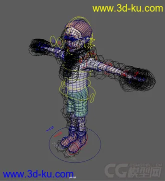 卡通角色模型及骨骼的图片