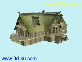 3D打印模型欧式别墅付1024*1024的贴图的图片
