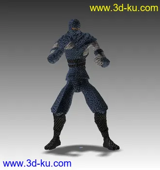 3D打印模型带41个武打动作骨骼动画的日本忍者，Direct3D .X格式。的图片