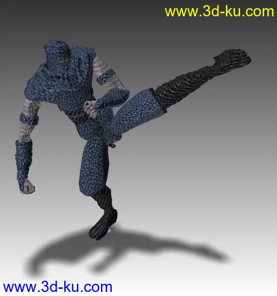 带41个武打动作骨骼动画的日本忍者，Direct3D .X格式。模型的图片3