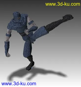 3D打印模型带41个武打动作骨骼动画的日本忍者，Direct3D .X格式。的图片