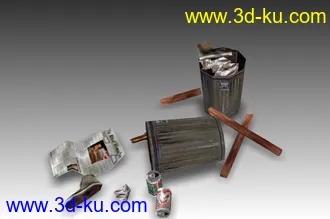 3D打印模型垃圾和垃圾桶的图片