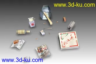 3D打印模型垃圾和垃圾桶的图片