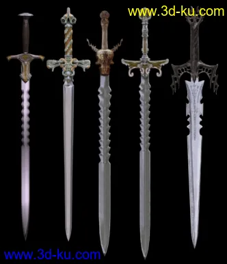 武器---五把剑---带贴图（低模）模型的图片1