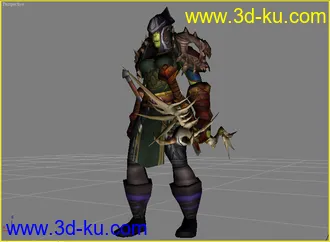 3D打印模型wow女獸人身穿屌裝+拉風史詩紫弓的图片