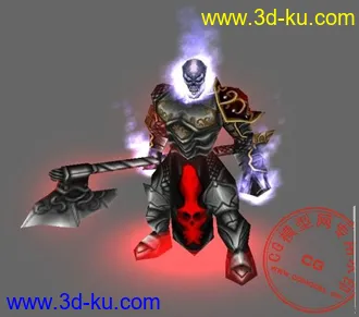 3D打印模型1个帅气的骷髅斧战士的图片