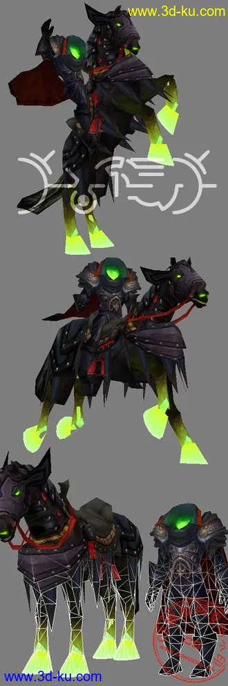 3D打印模型[首发]WOW[燃烧远征]万圣节任务角色[无头骑士+午夜战马]及全套动作信息的图片
