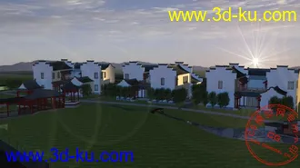 建筑动画的中式模型的图片