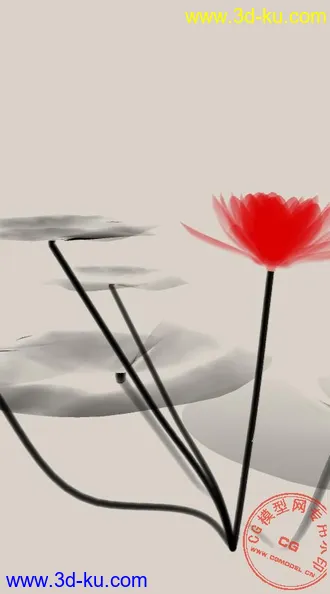 3D打印模型水墨的荷花的图片