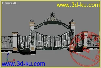 铁艺大门---max模型的图片