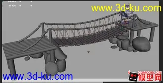 3D打印模型人物走过桥的的动画场景~~~~~的图片