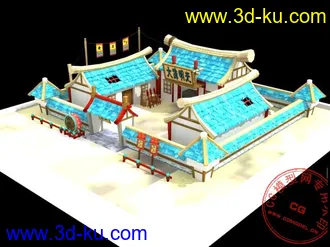 3D打印模型水浒Q传游戏小场景(衙门)的图片