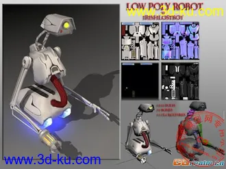 3D打印模型白色机器人（低多边形）含法线贴图的图片