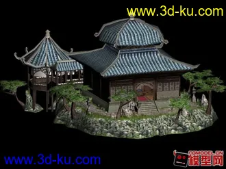 3D打印模型古代庭院带贴图的图片