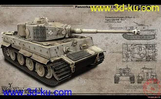 3D打印模型高模Panzerkampfwagen VI Ausf E虎式坦克下载 MAYA+MAX文件的图片