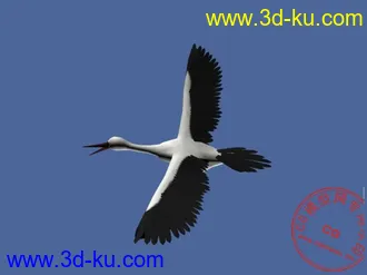 3D打印模型鹤-带贴图带骨骼，有操纵手柄，可直接动画的图片
