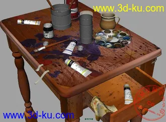 3D打印模型水彩物品，有灯光和材质贴图，给大家分享了的图片