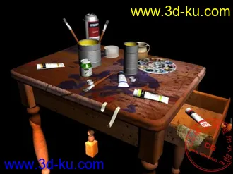 3D打印模型水彩物品，有灯光和材质贴图，给大家分享了的图片