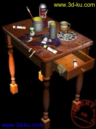 3D打印模型水彩物品，有灯光和材质贴图，给大家分享了的图片