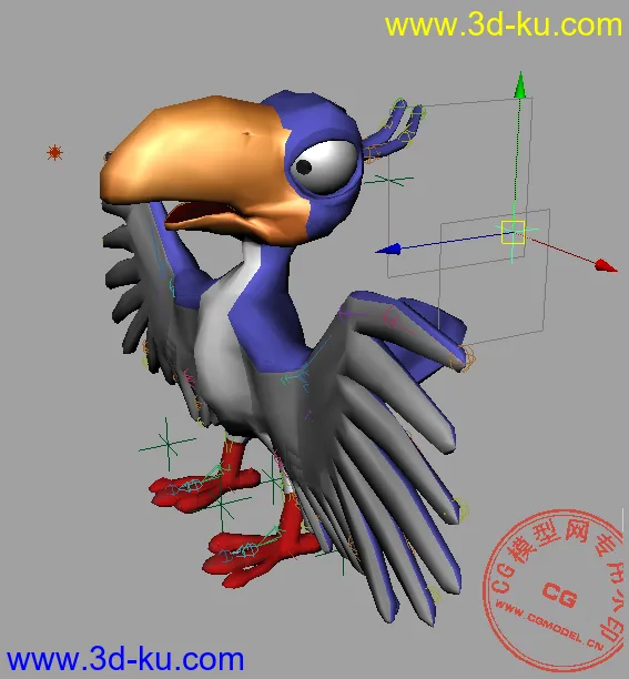 自己做的鹦鹉带骨骼绑定和表情模型的图片1
