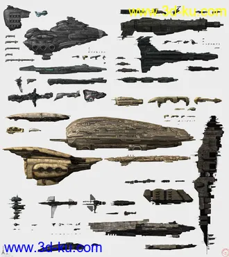星战类游戏 EVE 所有舰船模型+dds贴图的图片