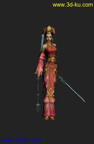 3D打印模型古代剑侠人物女的图片