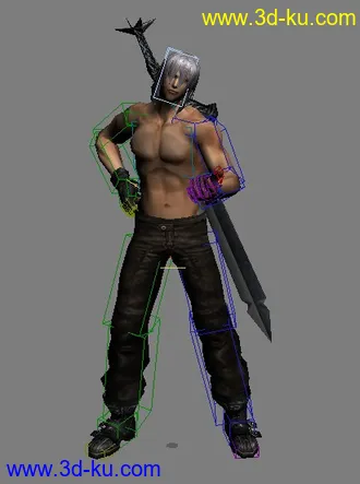 3D打印模型但丁 带绑定 背剑帅哥的图片