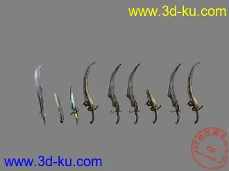 3D打印模型波斯王子中的几把武器的图片