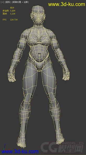 3D打印模型自己做的强壮女人素模（四边形，3000多个面）的图片