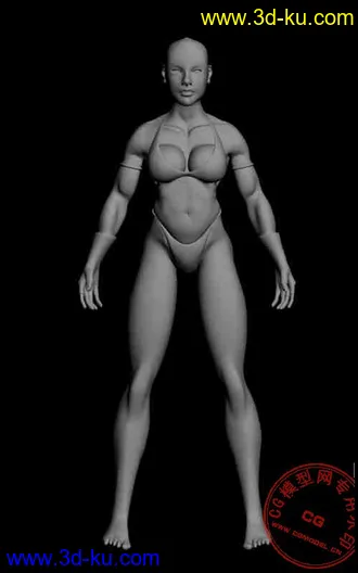 3D打印模型自己做的强壮女人素模（四边形，3000多个面）的图片