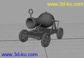 3D打印模型古代大炮车的图片