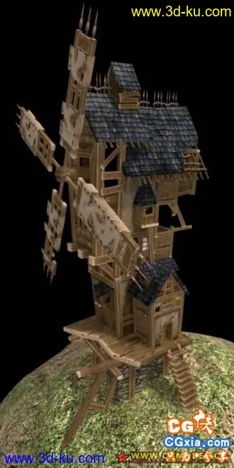 3D打印模型风车场景（附加贴图）的图片