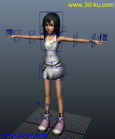 清秀女孩带骨骼绑定maya2008-2010版本的模型的图片2