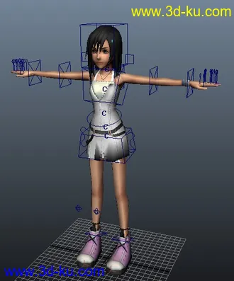 3D打印模型清秀女孩带骨骼绑定maya2008-2010版本的的图片