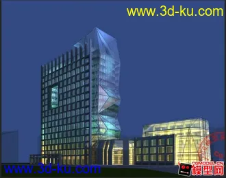 夜景商业楼模型 分人视与鸟瞰的图片